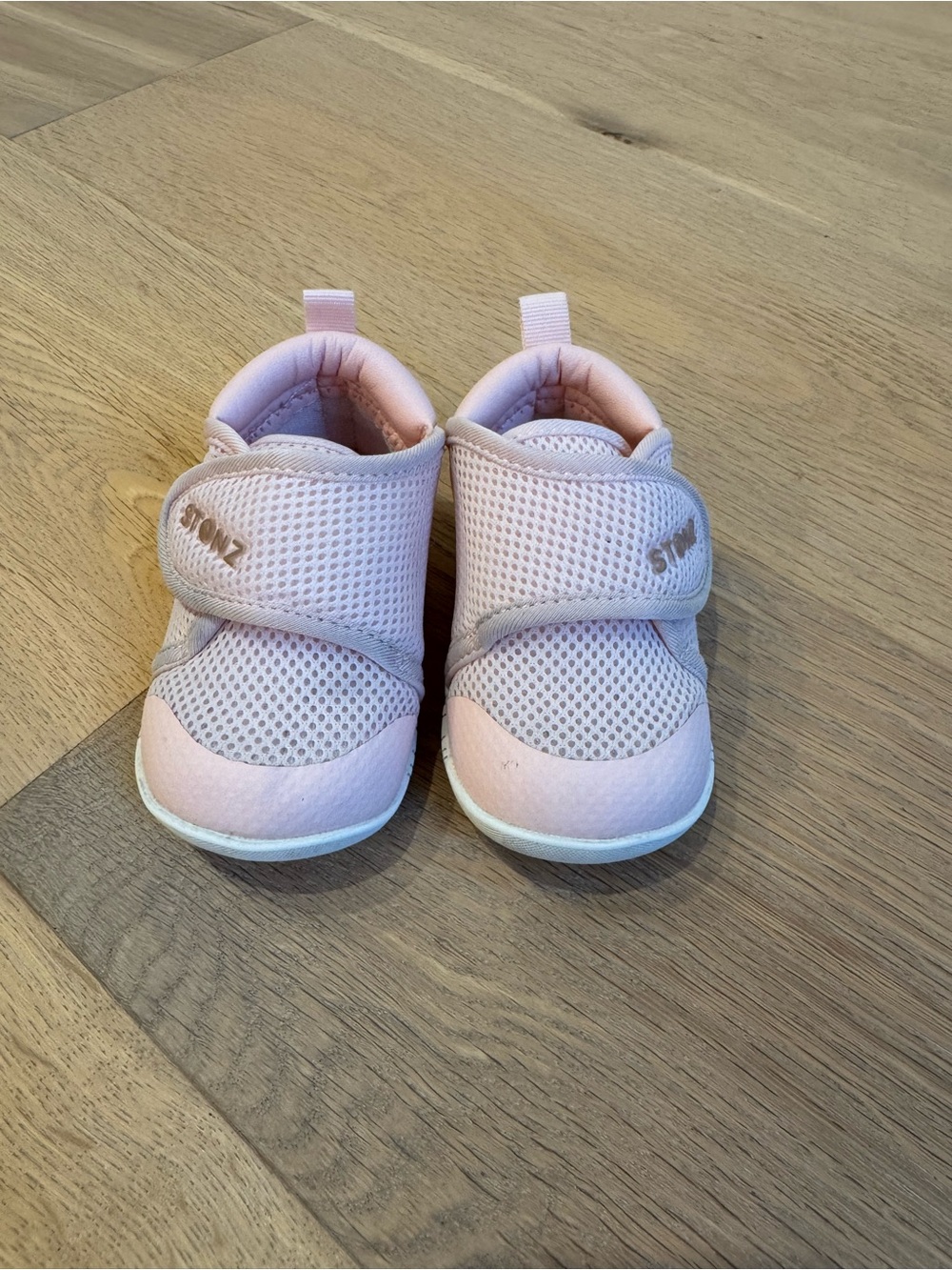 Stonz Pink Mesh Baby Walker Shoes with Hook-and-Loop Strap